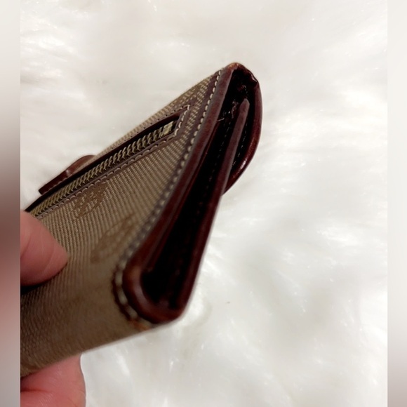 EUC Vintage 1975 Dooney & Bourke Logo Canvas Brown Leather Trim Wallet 7” X 4” - Picture 7 of 7